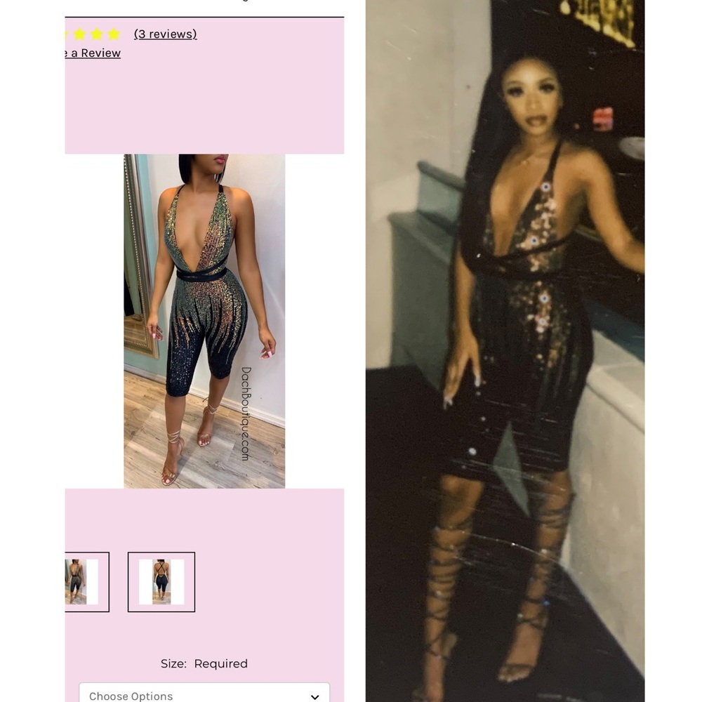 Dach Boutique Black and Gold Sequin Halter Dress